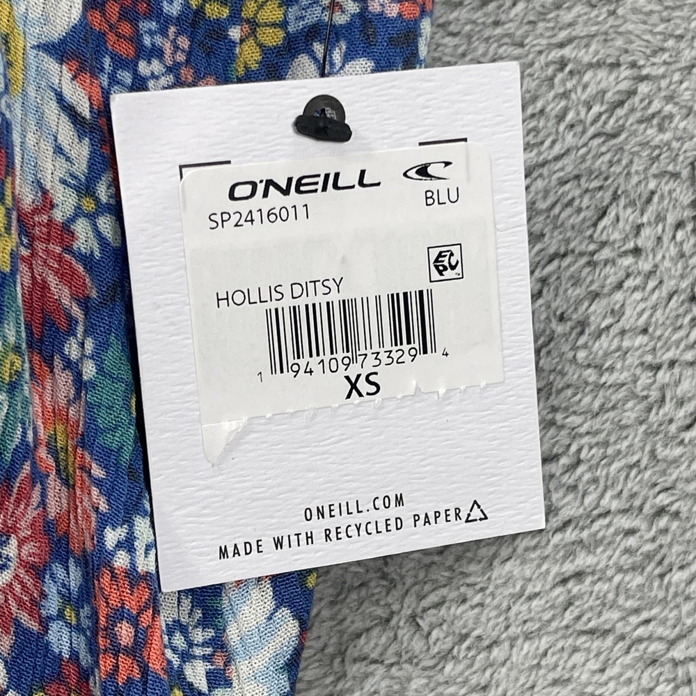 O'Neill Dress Women XS Blue Hollis Ditsy Floral Mini Spaghetti Strap Ruffle Hem - Picture 8 of 13